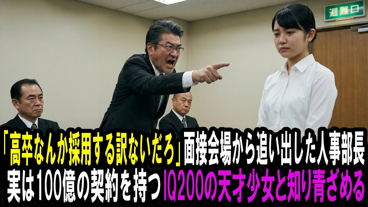 あの朝、エレベーターのドアが閉まる瞬間、私は自分の耳を疑った。「時間の無駄です。お帰りください」——東京・六本木の29階で、たった4分で高卒の19歳の女の子が面接室から追い出された。私は人事部の社員で、彼女の履歴書をこっそり通した張本人だった。廊下に出てきた彼女は、悲しむでも怒るでもなく、ただ丁寧に一礼してエレベーターへ向かった。私は追いかけた。すると彼女は、面接官の指の癖も、空気清浄機のフ...