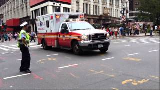 FDNY EMS AMBULANCE RESPONDING W. 34TH ST. & 6TH AVE. IN MIDTOWN, MANHATTAN IN NEW YORK CITY.