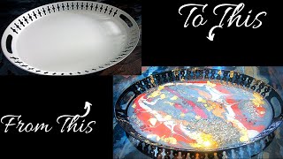 Decorative metal tray Resin pour DIY + TUTORIAL