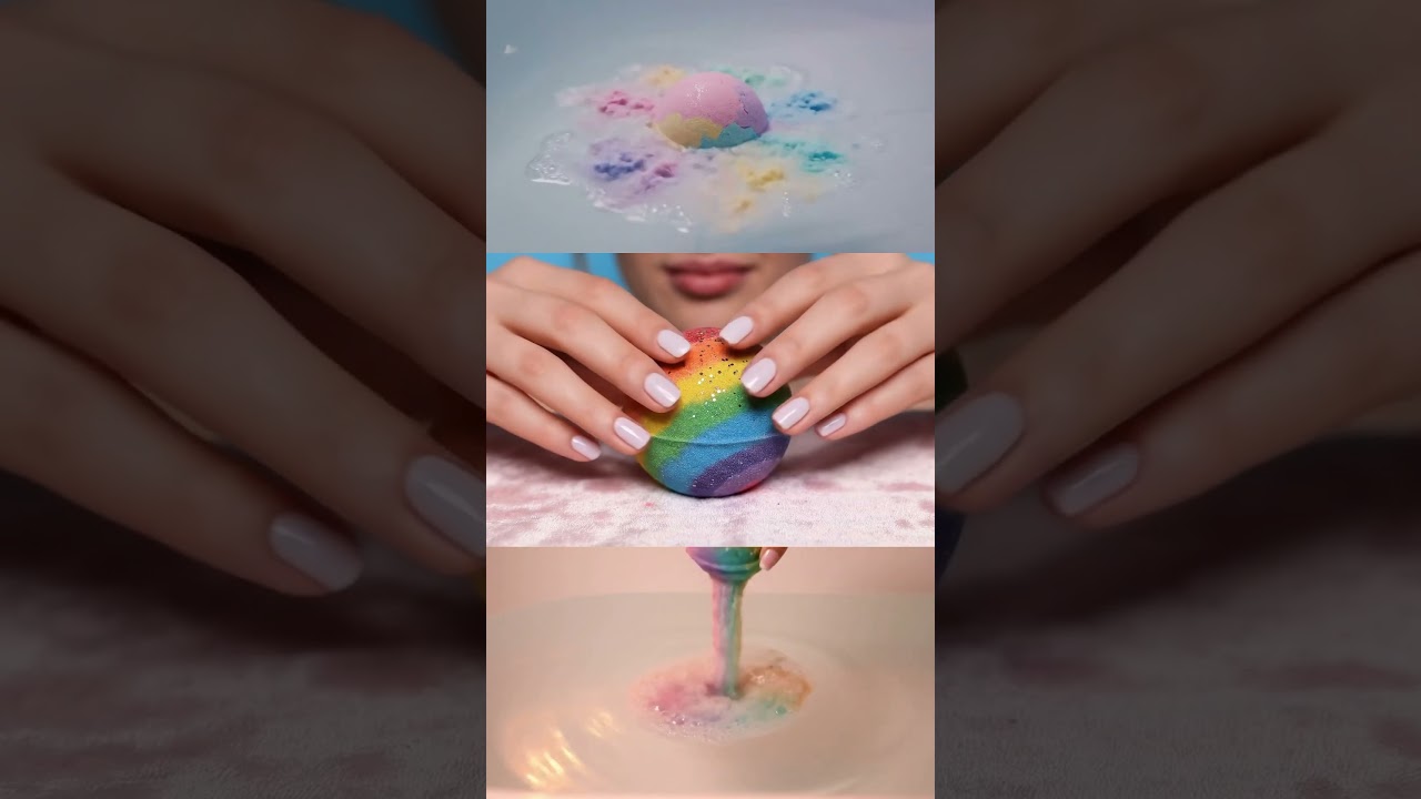 Crushing and Dropping a Rainbow Bath Bomb 🌈🫧 | Sensory ASMR