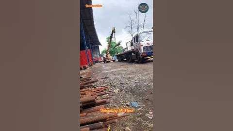 Unloading MS Pipes with Hydralic Crane