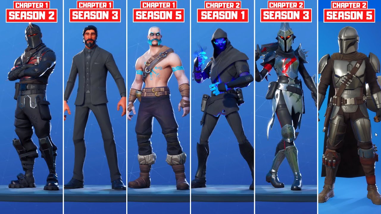 Evolution Of Fortnite Tier 100 Battle Pass Skins Chapter 1 Season 1 Chapter 2 Season 5 Youtube