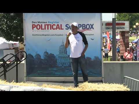 Larry Elder speaks at the Des Moines Register Political Soapbox on Aug. 11 2023 @DMRegister