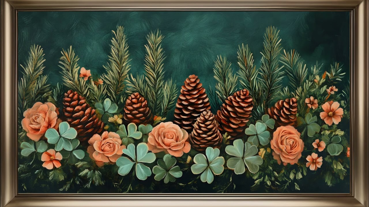 Clover Field Pinecones Frame TV Art | Natural Screensaver Background For Your TV🍀🌹