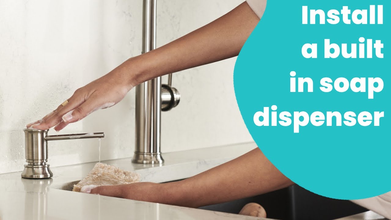 black soap dispenser under kitchen sink