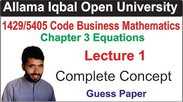 Chapter 3 Solution: 1429 Code Chapter 3 Equations Lecture 1 |1429 Solved Guess Paper