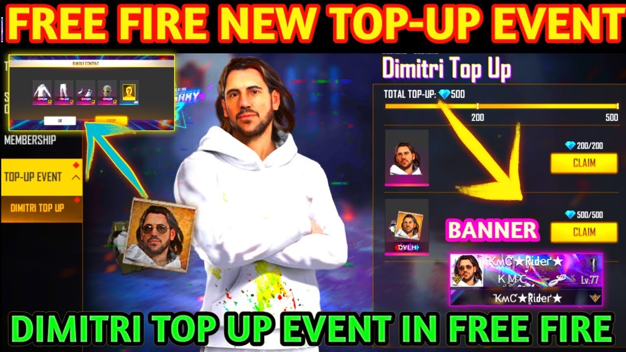 DIMITRI TOP UP EVENT FREE FIRE DIMITRI TOPUP EVENT FREE FIRE NEW TOPUP EVENT DIMITRI CHARACTER TOPUP