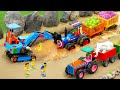 Diy tractor making mini excavator rescue tractor stuck in mud  tractor transporting fruit  hp mini