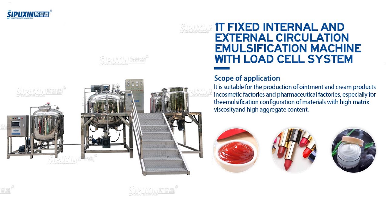 1T external circulating homogenizer vacuum emulsifier with PLC auto
