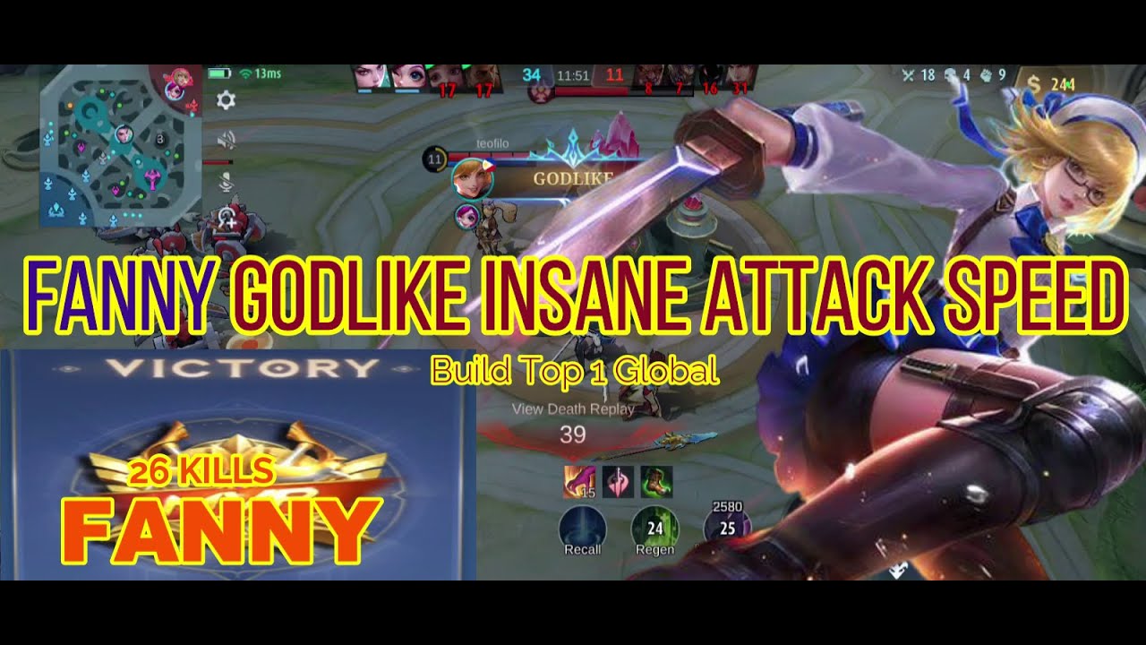 MOBILE LEGEND FANNY GAMEPLAY GODLIKE INSANE ATTACK SPEED - YouTube