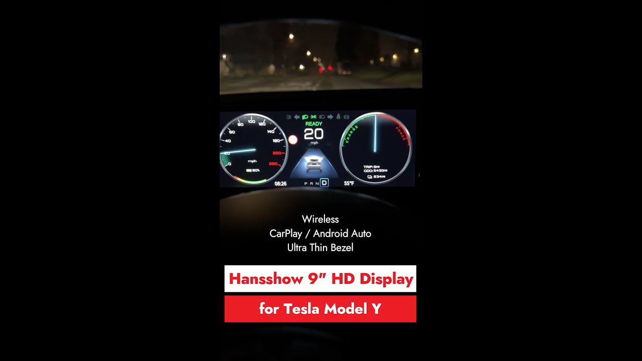 Tesla Model 3/Y HD Digital Dashboard Display with Wireless CarPlay &  Android Auto