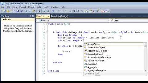 Find Max from List Box Tutorial Using a While Loop in Visual Basic   VB Net Algorithm