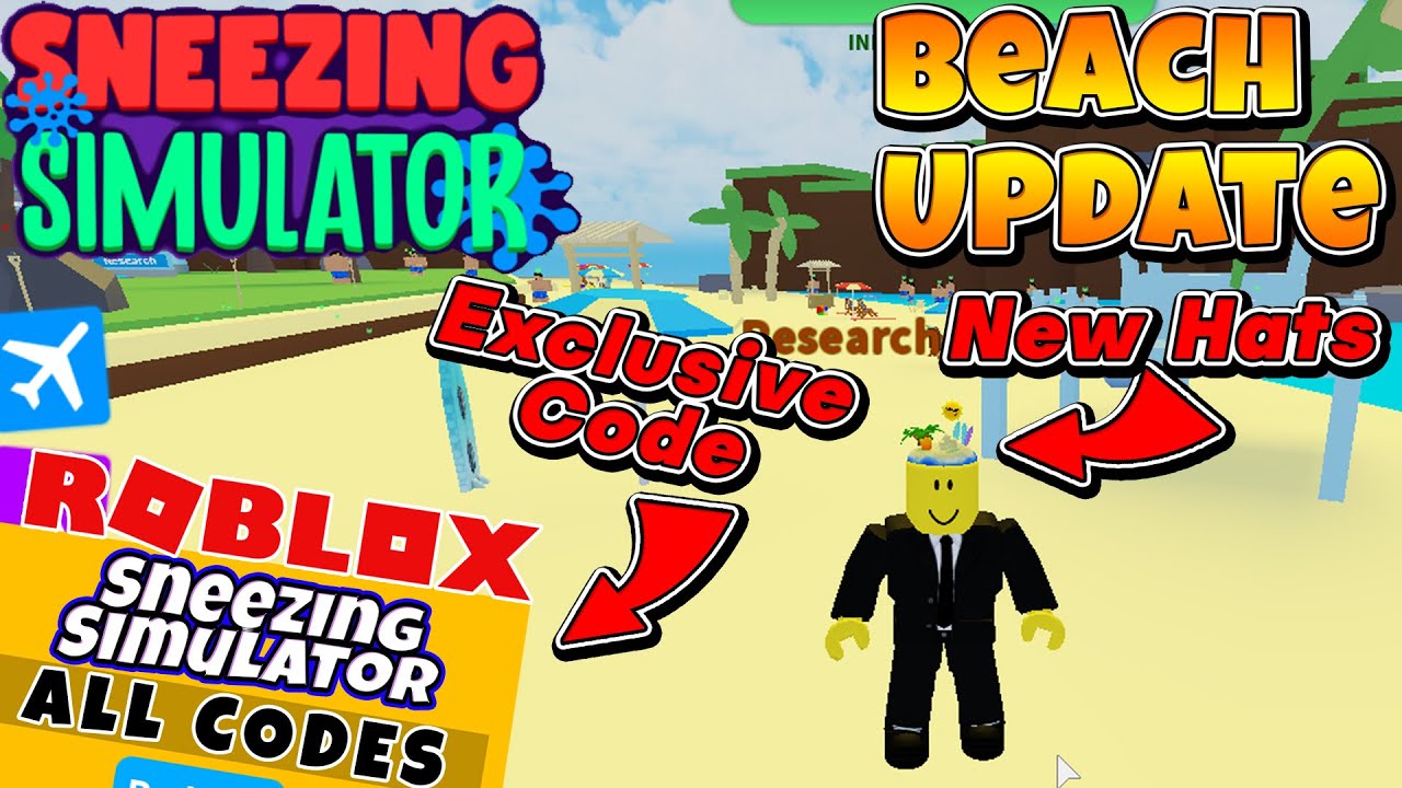 Sneezing Simulator Codes Beach Update Gameplay Exclusive Code Roblox Game Youtube - beach roblox