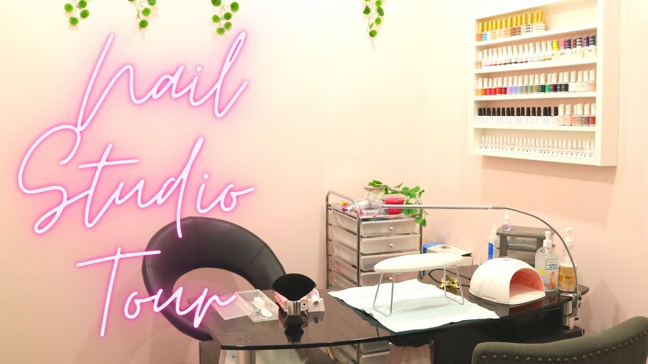Nail Area TOUR 2020 ~ DIY Budget Glam Mirror Bling Manicure Desk! Cute Pink  Decor Ideas Home Salon! 