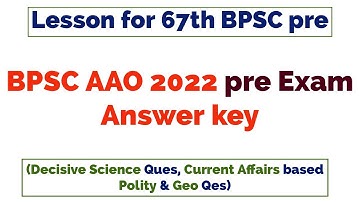 BPSC AAO pre exam answer key || 67th BPSC exam