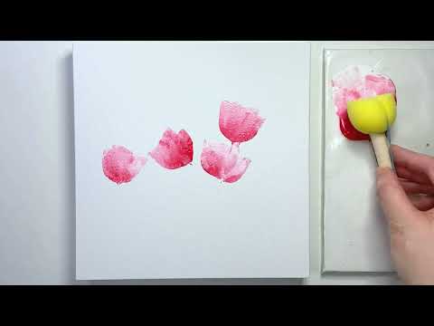 Easiest Way To Paint Tulip Flowers 5 mins Healing ArtAcrylic Painting Tutorial For Beginners  268