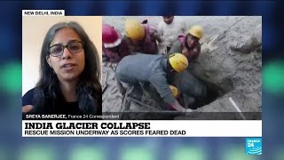Rescuers in India digging for 37 trapped in glacier flood