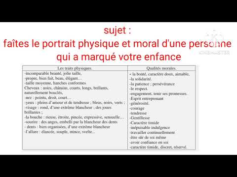 tronc commun جدع مشترك rédiger un texte descriptif وصف شخص décrire une personne