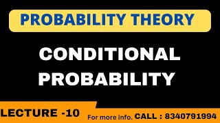Probability theory L-10 Conditional Probability with example