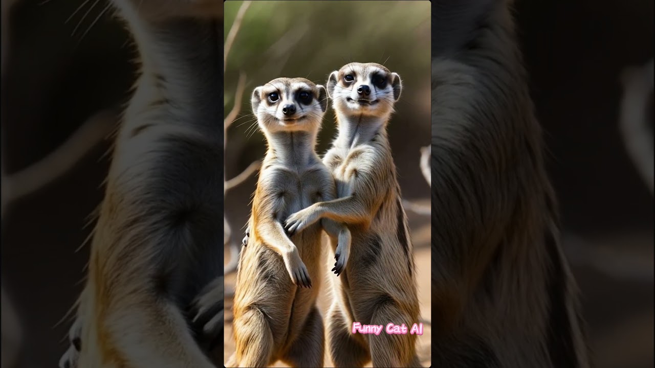Two meerkats,Funny moment. 