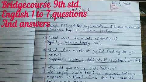 Bridge course 9th Standard English 1 to 7 Activity Answers || Bridge course || English  ||