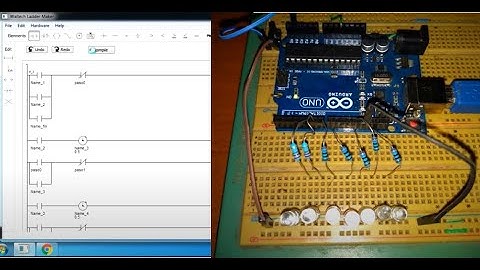 Secuencia 4 leds en Ladder Arduino (prueba)