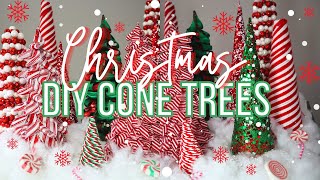 Festive DIY Cone Christmas Trees Decorated With Fringe Ribbon < Craftidly