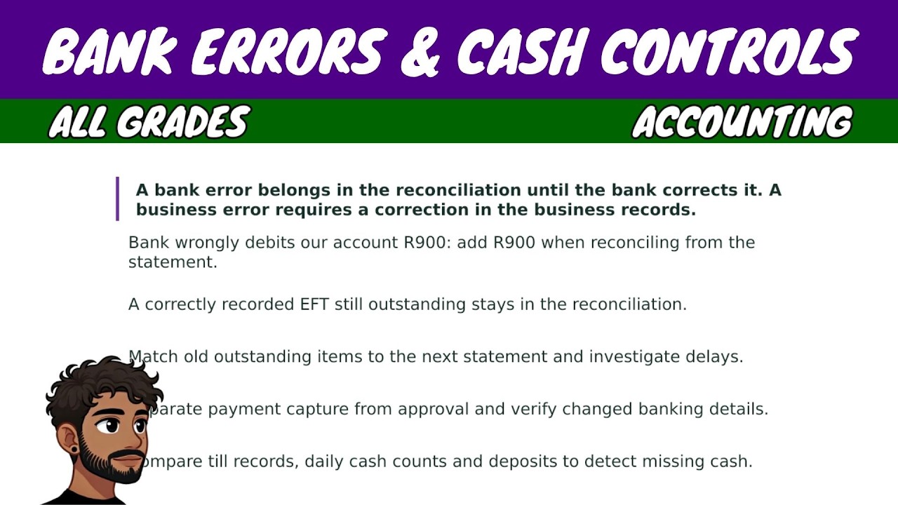 Bank Errors and Cash Controls | All Grades Accounting - YouTube