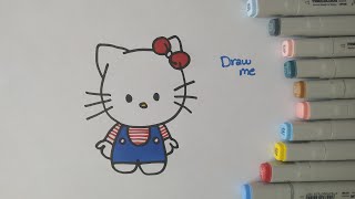 تعليم رسم هالو كيتي للأطفال  | How to draw Hello Kitty | Hello kitty nasıl çizilir