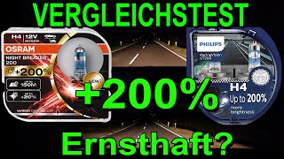 Echte +200%  OSRAM Night Breaker 200 - PHILIPS RacingVision GT200 Halogen Vergleichstest