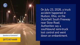 John Easley Killed After Truck Accident on Interstate 480 in Hudson