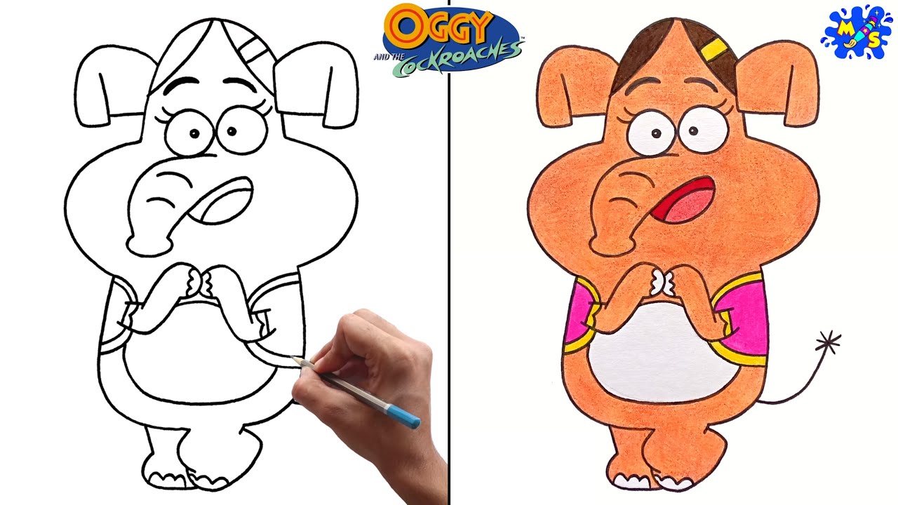 oggy-and-the-cockroaches-drawing-piya-how-to-draw-piya-from-oggy-and