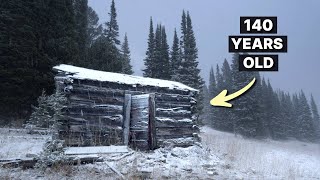 Staying in old Miner's Cabin (near Yellowstone) in Snow