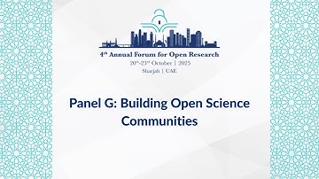 FORM 2025 - Panel G: Building Open Science Communities (English)