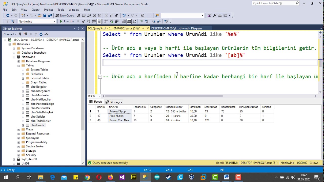 MSSQL 2019 Dersleri WHERE Kullanımı 