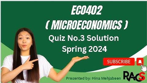 ECO402 (Micro Economics) Quiz No.3 Solution Spring 2024 - By Rare Academy of Science