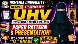 UHV | Degree Semester-4 Universal Human Values paper pattern & Presentation✅💯/ O.U / Score "O" grade