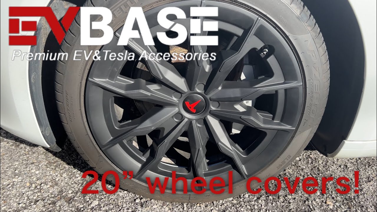 New 20” wheel covers for my 18” Tesla Model 3 wheels from EVBASE! - YouTube