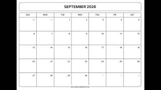 September 2026 Printable Calendar | Free A4 & US Letter PDF | Portrait & Landscape