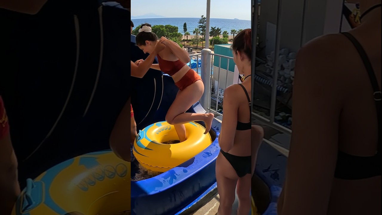 Pitch Black Hole Water Slide at Yali Castle Water Park, Turkey 