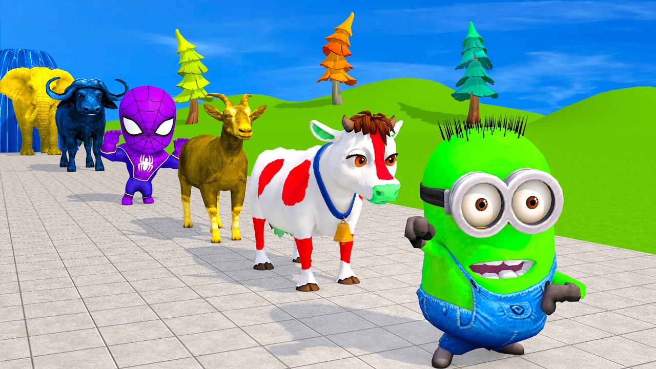 Long Slide Game With Cow Elephant Gorilla Hippopotamus Tiger 3d Animal Game Funny 3d Animals