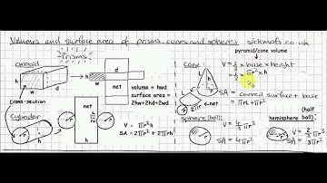 GCSE Maths: Volume and surface area of prisms, cones and spheres by sickmafs.co.uk