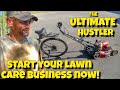 Start a lawn care business | Mowing lawns with a bicycle a lawn mower and a wee whacker