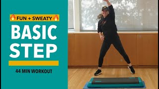 Fun + Sweaty Basic Step Aerobic Workout #13 (44 MIN) Easy to follow 🔥 HOT summer mix 🔥