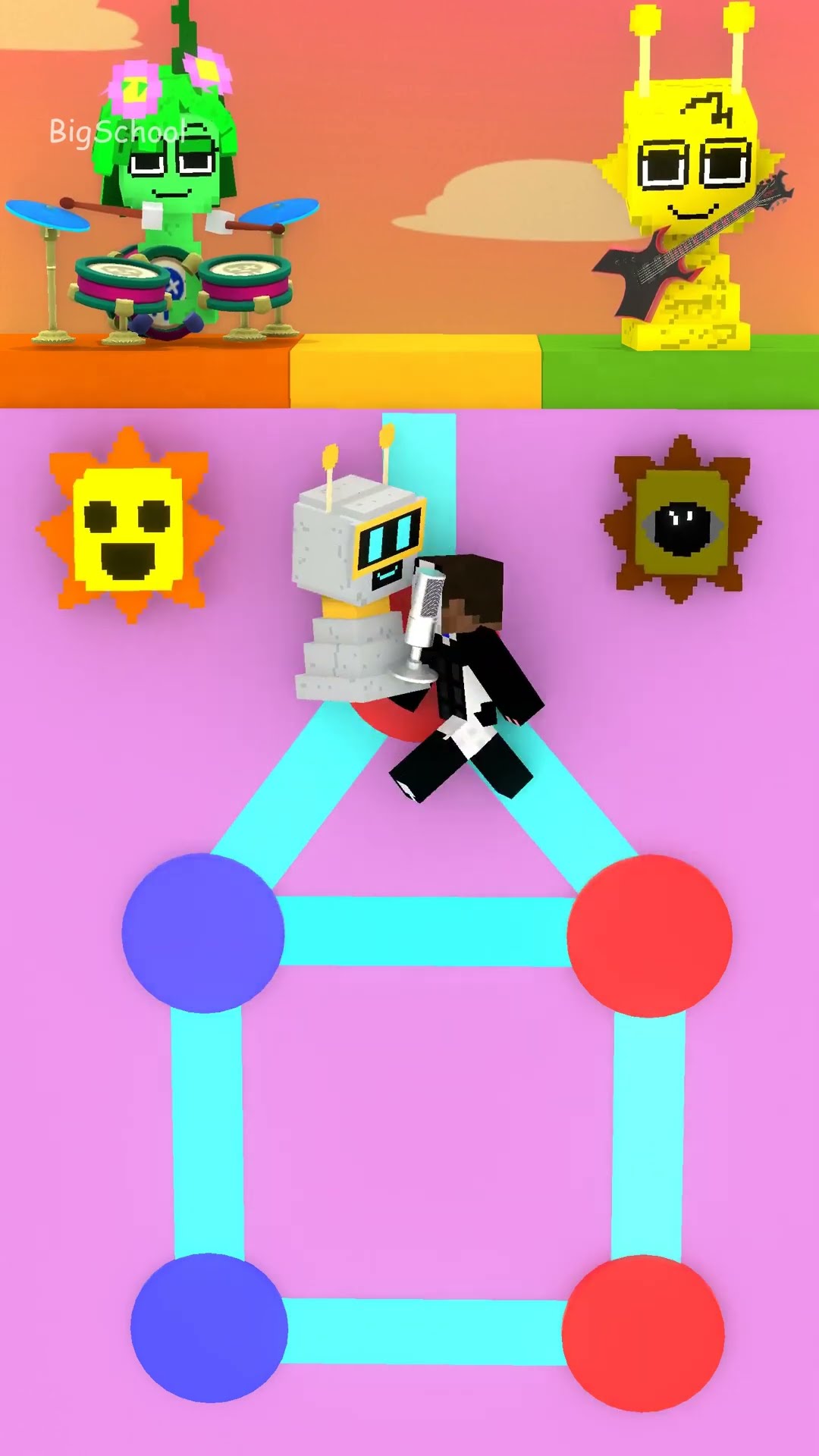 Help Fun Bot escape Black to form a band with Simon and Vineria! ??