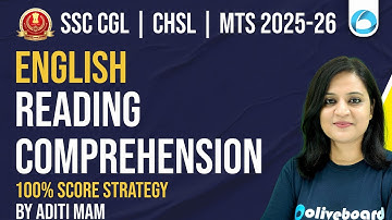 SSC CGL/CHSL/MTS English 2025-26 | English Reading Comprehension 100% Score Strategy | Part 1