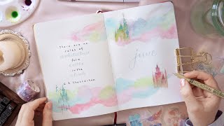 Plan With Me June 2023 Bullet Journal  Easy Pastel Clouds U0026 Castles Theme Set Up