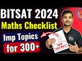 Bitsat 2024 exam maths checklist must do topics for bitsat 1st attempt  roadmap to bits pilani