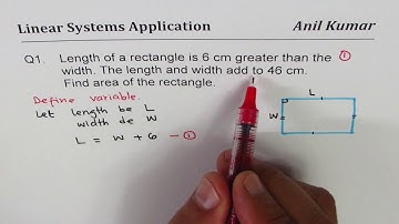 Q1 Area of Rectangle Linear System Example Length Width Relation