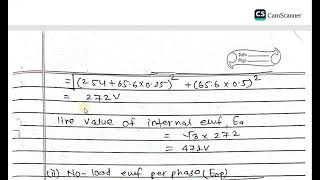 Numerical 25: A 50 kVA, 440 V, 50 Hz, 3-phase star-connected alternator has:Effective resistance